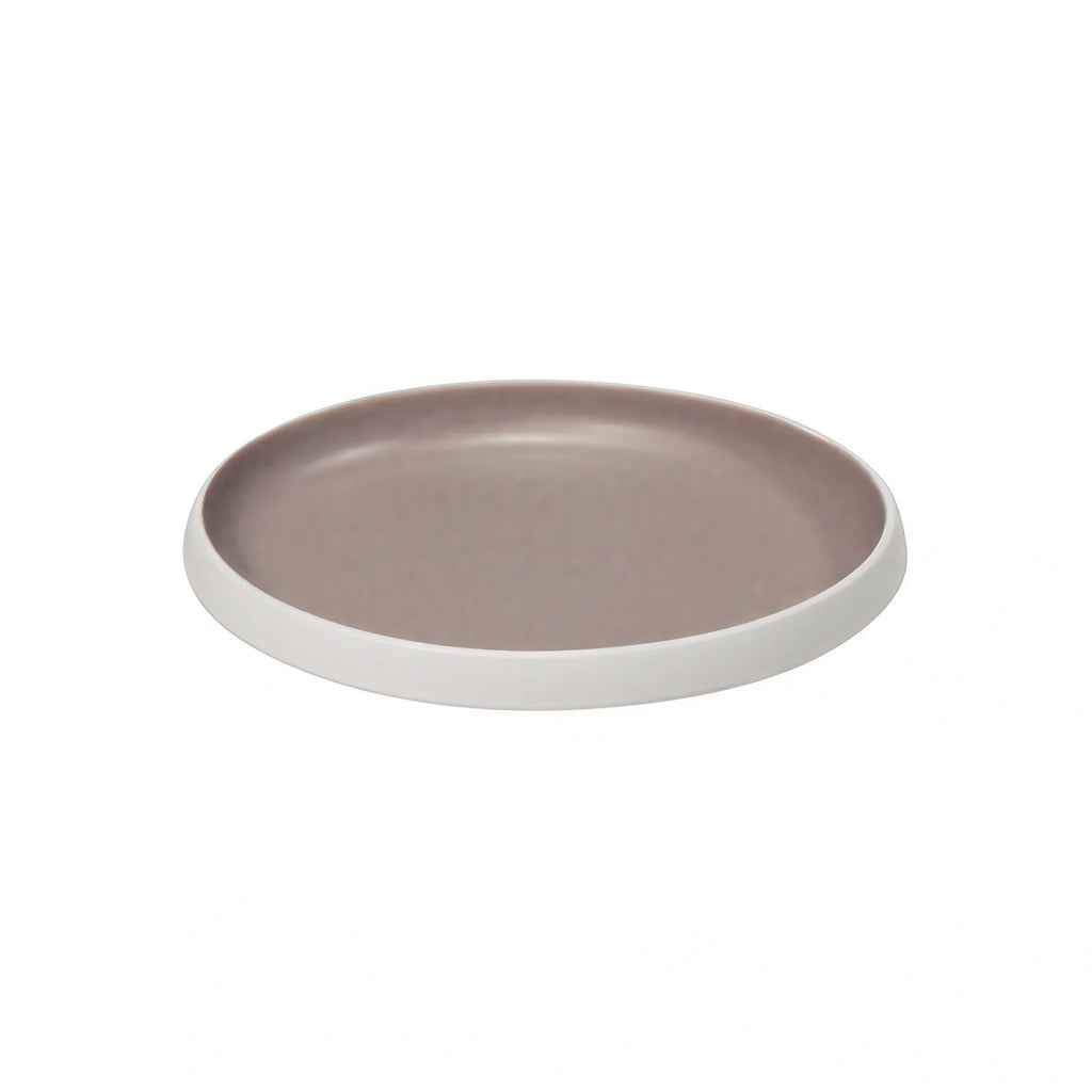 Trafalgar Oval Melamine Dish — White & Taupe, 11″