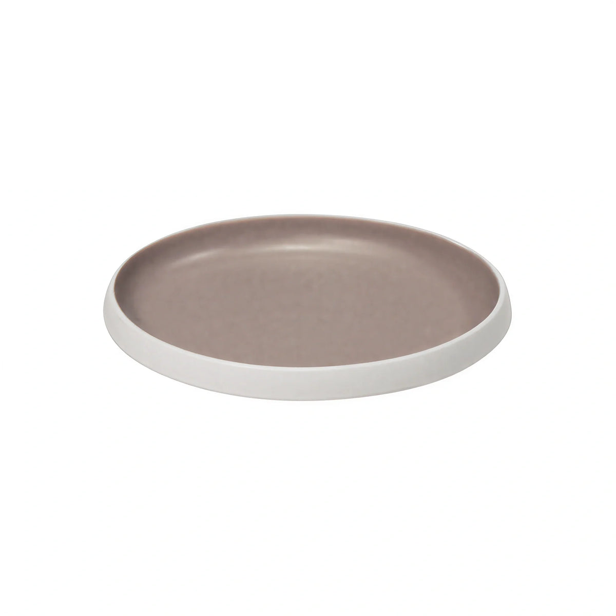 Trafalgar Oval Melamine Dish — White & Taupe, 11″