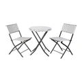 Rouen Folding Bistro Table & 2 Chairs — Black/White Rattan