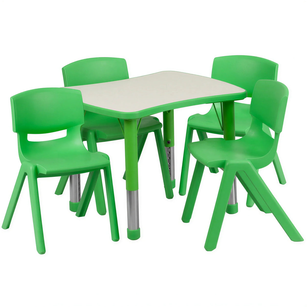 Rectangular Activity Table & 4 Chairs (YU-YCY-098-0034-RECT-TBL-GREEN)