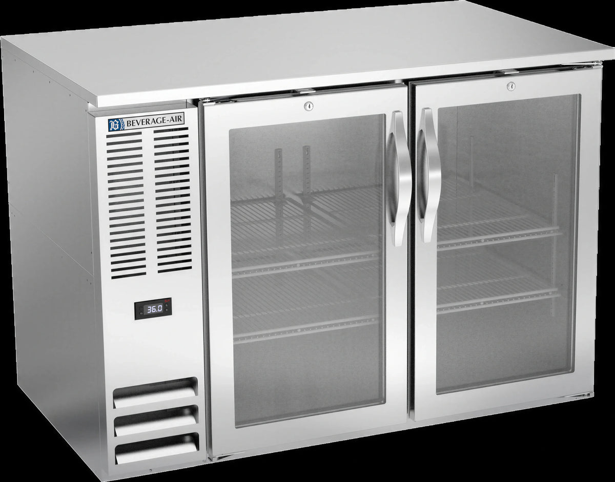 Beverage-Air Back Bar Refrigerator — 48″, Glass Doors, Stainless