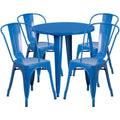 Round Dining Table & 4 Chairs — 30″, Blue (CH-51090TH-4-18CAFE-BL)