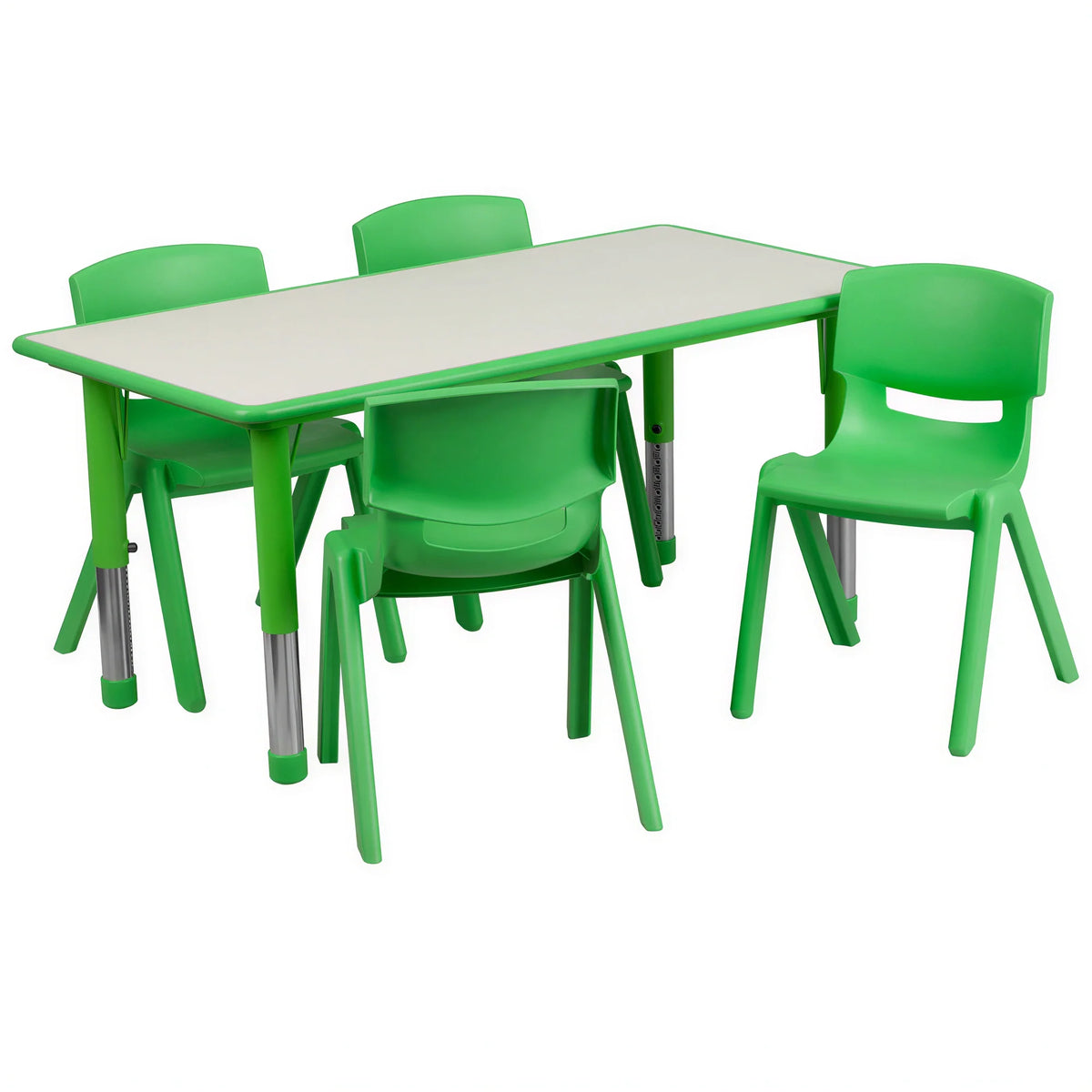 Rectangular Activity Table & 4 Chairs — Gray/Green