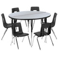 Round Activity Table & 6 Chairs — 48″, Gray/Black (XU-GRP-16CH-A48-HCIRC-GY-T-A)