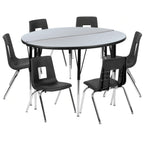 Round Activity Table & 6 Chairs — 48″, Gray/Black (XU-GRP-16CH-A48-HCIRC-GY-T-A)