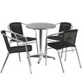 Round Dining Table & 4 Chairs — Black (TLH-ALUM-24RD-020BKCHR4)