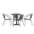 Square Dining Table & 4 Chairs — Black (TLH-ALUM-28SQ-017BK4)