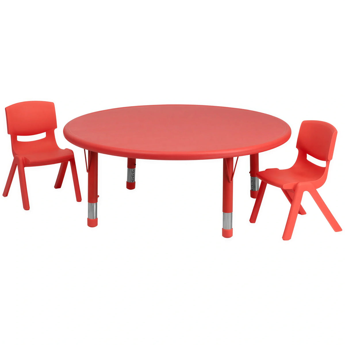 Round Activity Table & 2 Chairs — 45″, Red