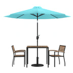 Square Patio Table & 2 Chairs — With Umbrella