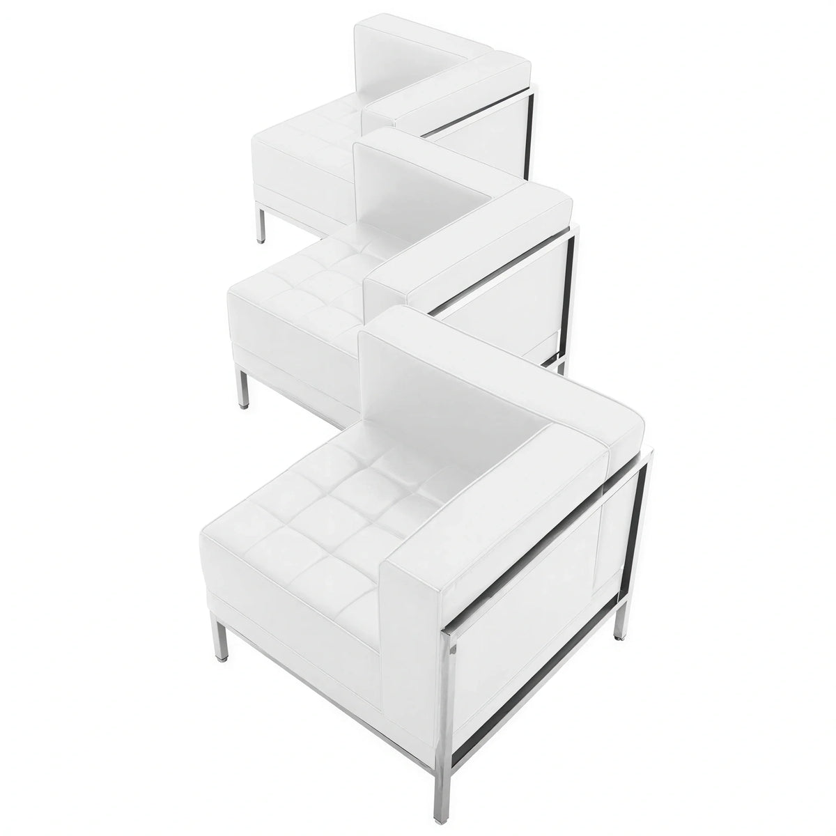 Imagination Modular White LeatherSoft Corner Chair Set