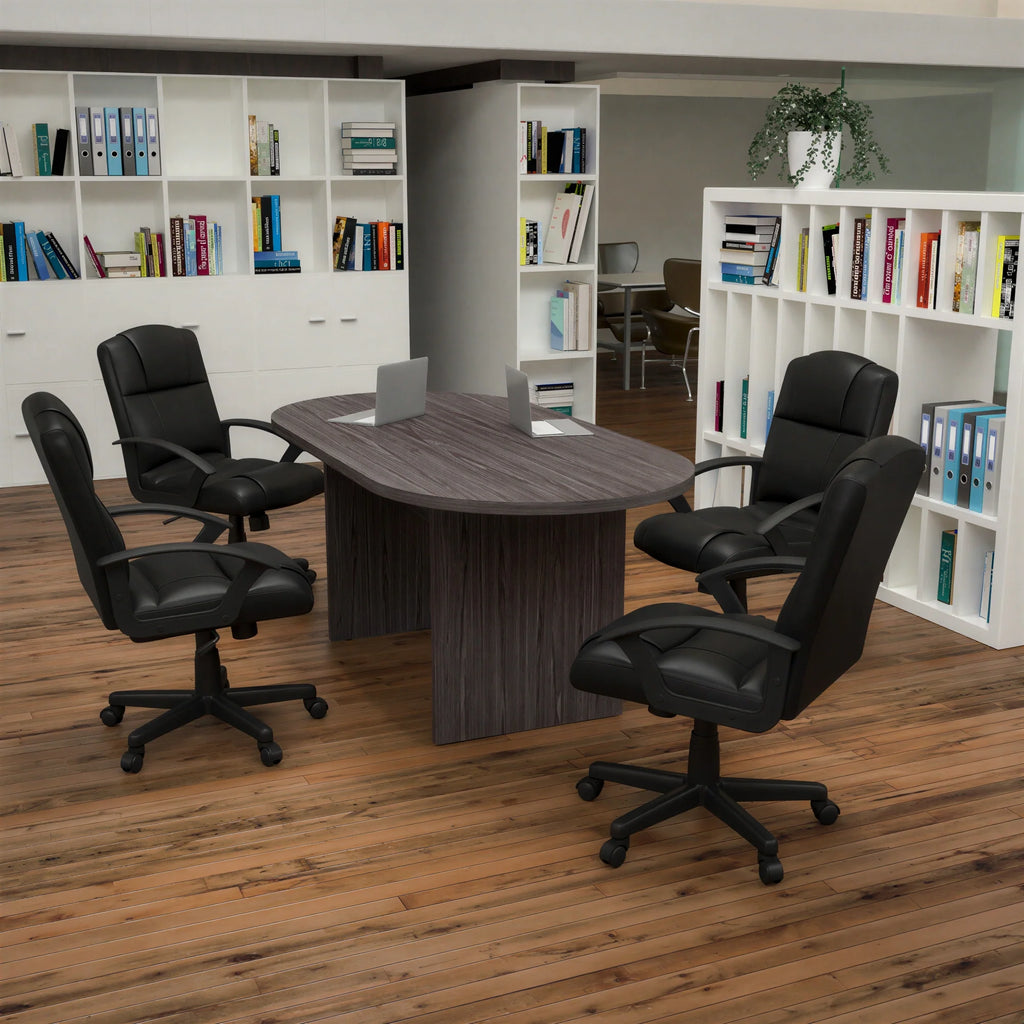 Oval Dining Table & 4 Chairs — Gray/Black (BLN-6GCGRYX000-BK)
