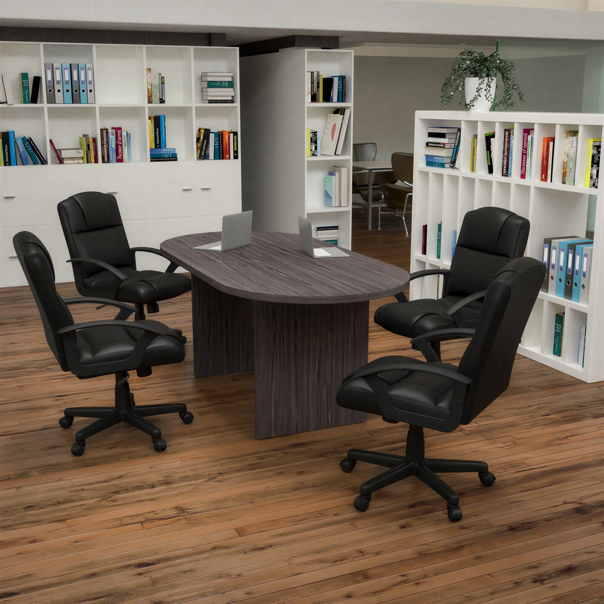 Oval Dining Table & 4 Chairs — Gray/Black (BLN-6GCGRYX000-BK)
