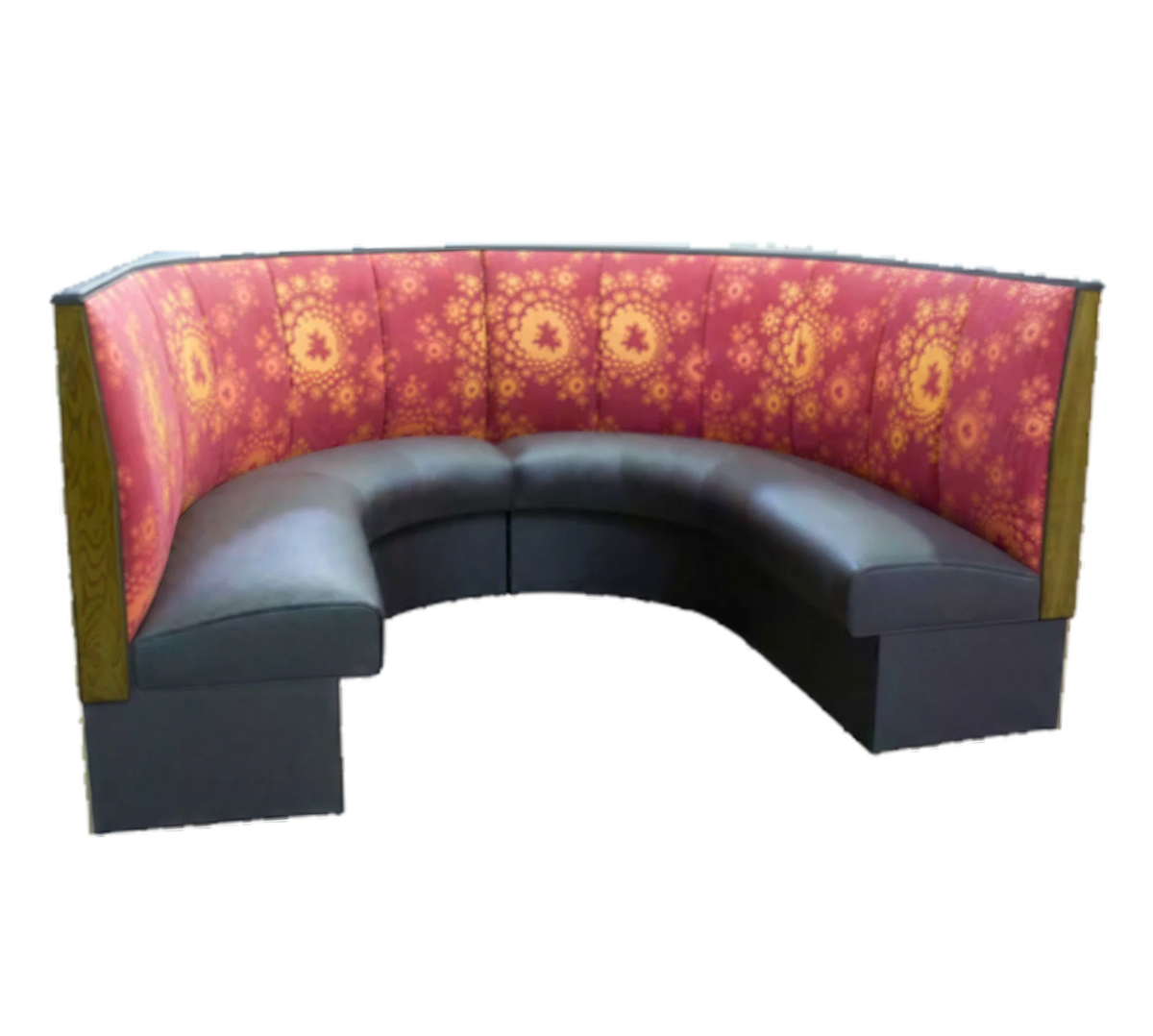 Half-Circle Corner Restaurant Booth — 42″ High, Channel Back