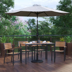 Rectangular Patio Table & 4 Chairs — Gray, With Umbrella (XU-DG-304860064-UB19BGY)
