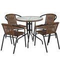 Round Dining Table & 4 Chairs — 28″, Dark Brown/Black
