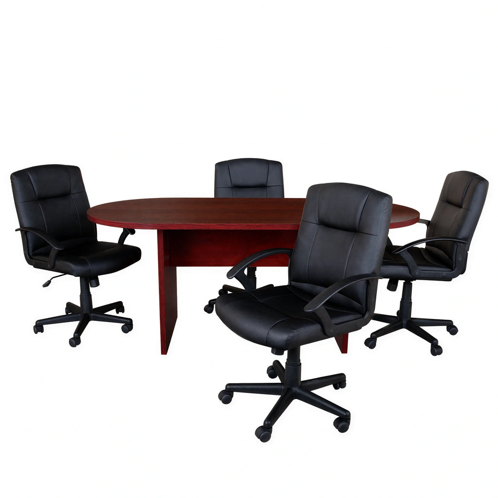 Oval Dining Table & 4 Chairs — Mahogany/Black