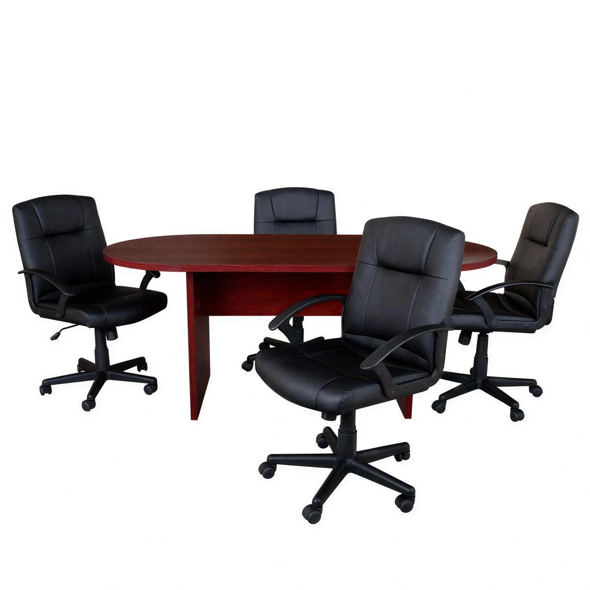 Oval Dining Table & 4 Chairs — Mahogany/Black