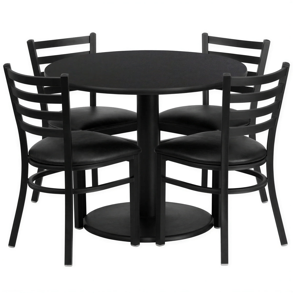 Round Dining Table & 4 Chairs — 36″, Black (RSRB1029)