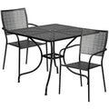 Square Patio Table & 2 Chairs — 35-1/2″, Black (CO-35SQ-02CHR2-BK)