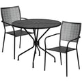 Round Patio Table & 2 Chairs — Black (CO-35RD-02CHR2-BK)