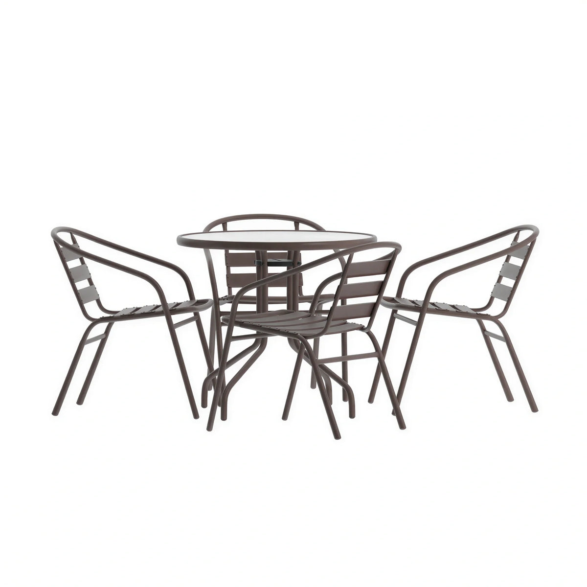 Round Dining Table & 4 Chairs — 31-1/2″, Bronze