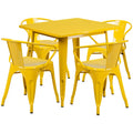 Square Dining Table & 4 Chairs — 31-1/2″, Yellow