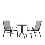 Round Patio Table & 2 Chairs — 23.75″, Gray