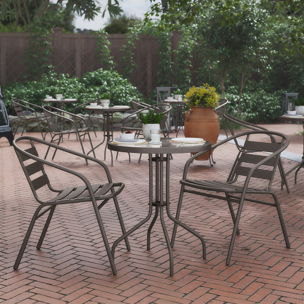 Round Dining Table & 2 Chairs — Bronze (TLH-071RD-017CBZ2)