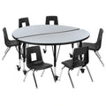 Round Activity Table & 6 Chairs — 48″ (XU-GRP-14CH-A48-HCIRC-GY-T-P-CAS)