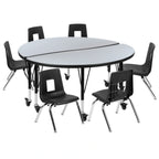 Round Activity Table & 6 Chairs — 48″ (XU-GRP-14CH-A48-HCIRC-GY-T-P-CAS)