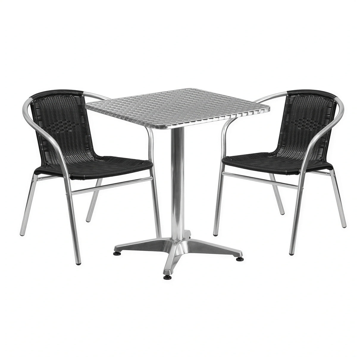 Square Dining Table & 2 Chairs — Black (TLH-ALUM-24SQ-020BKCHR2)