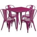 Square Dining Table & 4 Chairs — 31-1/2″ (ET-CT002-4-30-PUR)