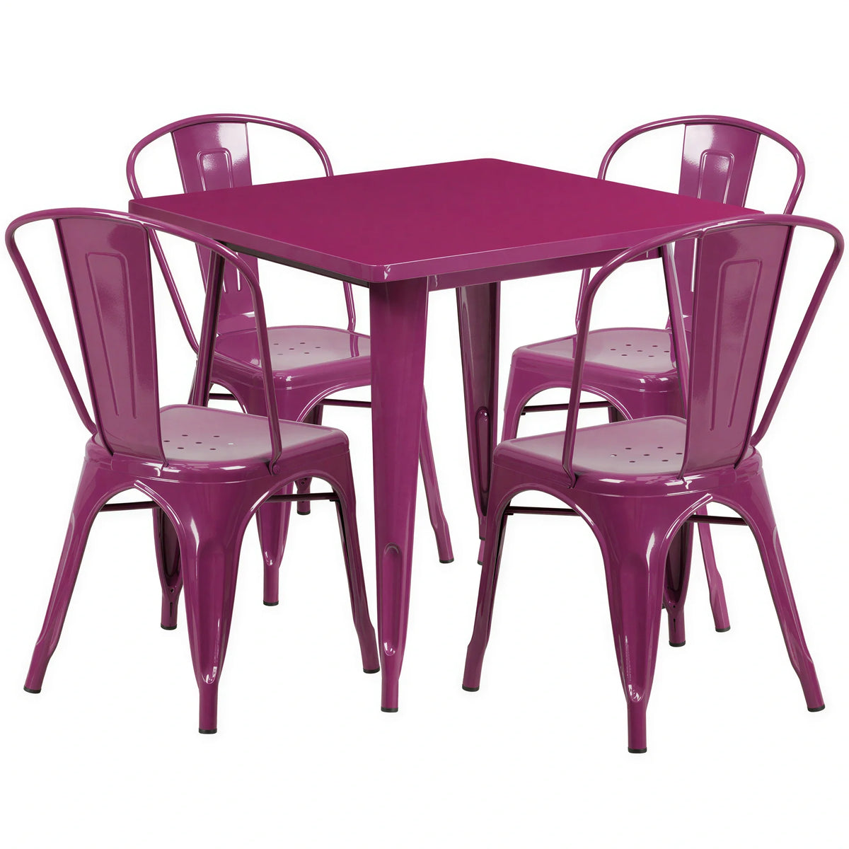 Square Dining Table & 4 Chairs — 31-1/2″ (ET-CT002-4-30-PUR)