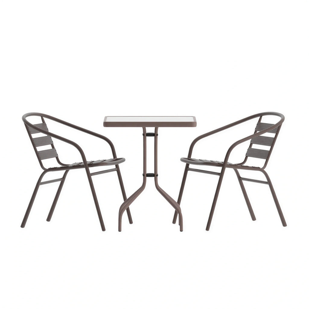 Square Dining Table & 4 Chairs — Bronze