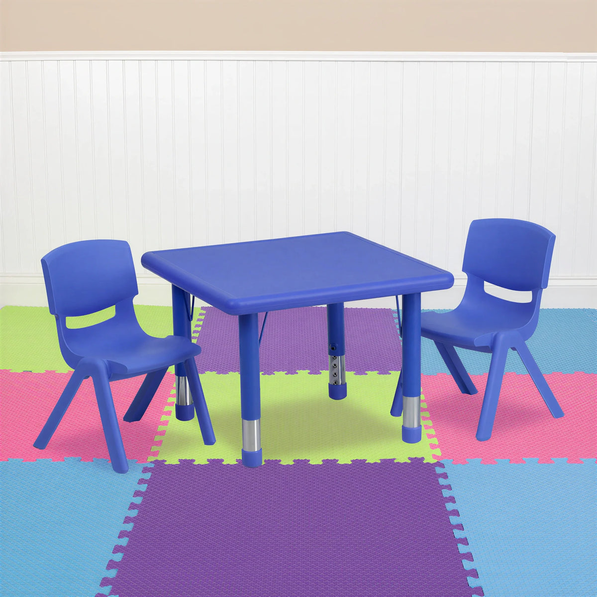 Square Activity Table & 2 Chairs — 24″, Blue