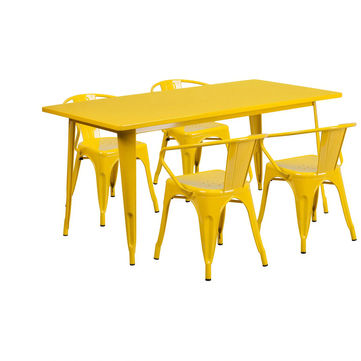 Rectangular Dining Table & 4 Chairs — 63″, Yellow