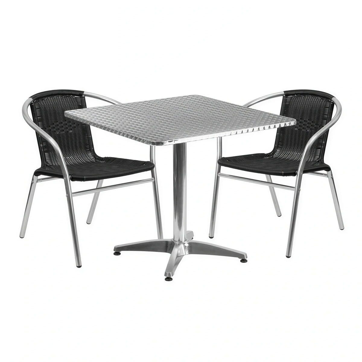 Square Dining Table & 2 Chairs — Black (TLH-ALUM-32SQ-020BKCHR2)