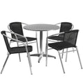 Round Dining Table & 4 Chairs — Black (TLH-ALUM-32RD-020BKCHR4)