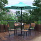 Square Patio Table & 4 Chairs — 35″, With Umbrella (XU-DG-810060364-UB19BTL)