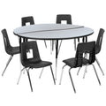 Round Activity Table & 6 Chairs — 60″, Gray/Black (XU-GRP-18CH-A60-HCIRC-GY-T-A)
