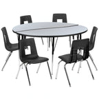 Round Activity Table & 6 Chairs — 60″, Gray/Black (XU-GRP-18CH-A60-HCIRC-GY-T-A)