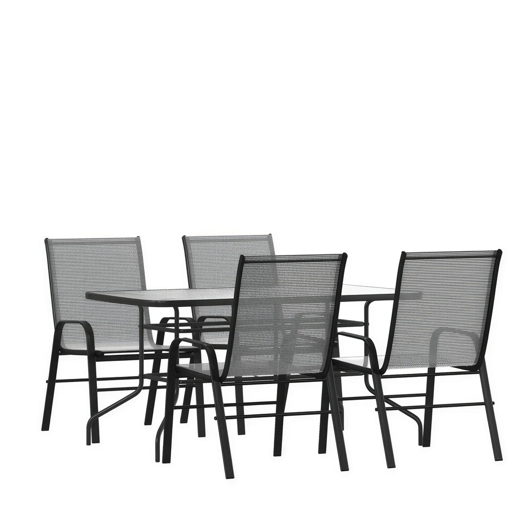 Patio Table & 4 Chairs — 55″, Gray
