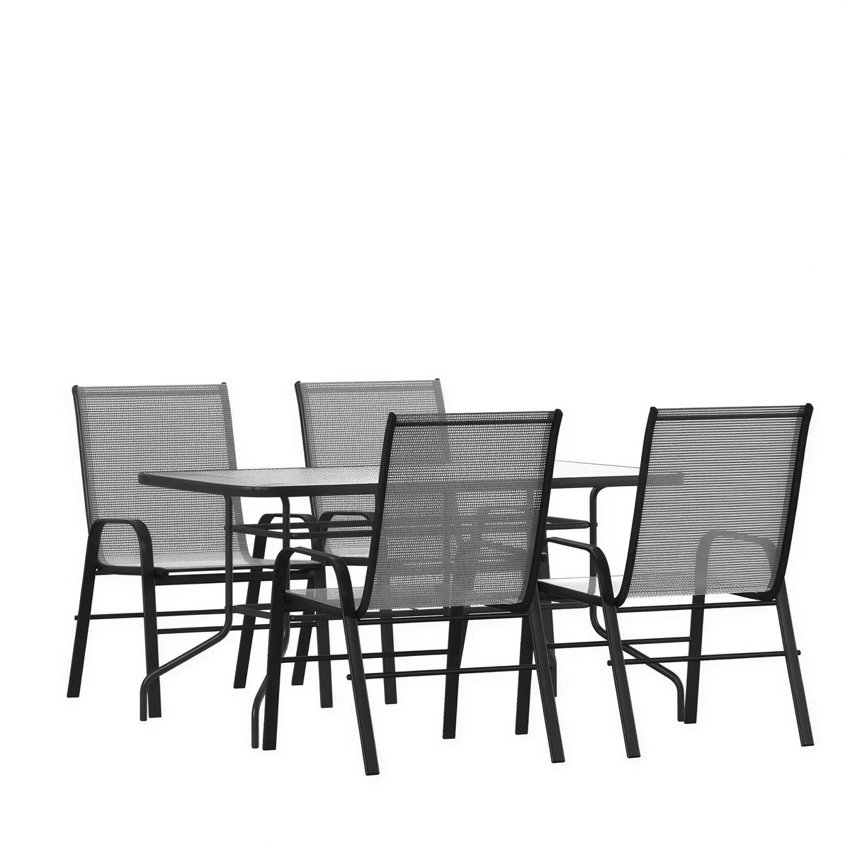 Patio Table & 4 Chairs — 55″, Gray
