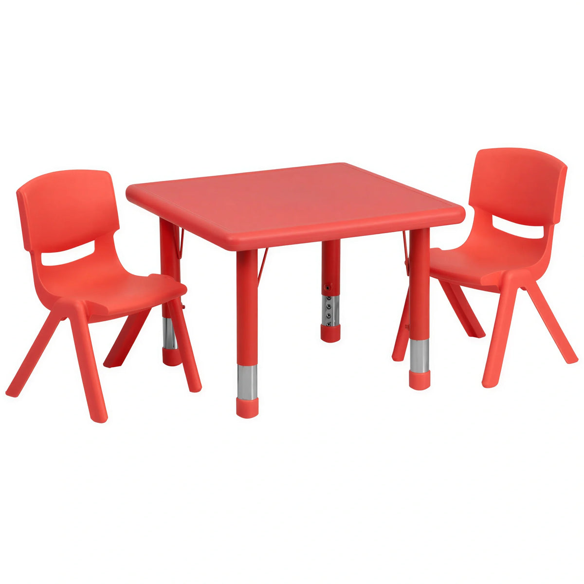Square Activity Table & 2 Chairs — 24″ (YU-YCX-0023-2-SQR-TBL-RED-R)