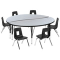 Round Activity Table & 6 Chairs — 60″ (XU-GRP-12CH-A60-HCIRC-GY-T-P)