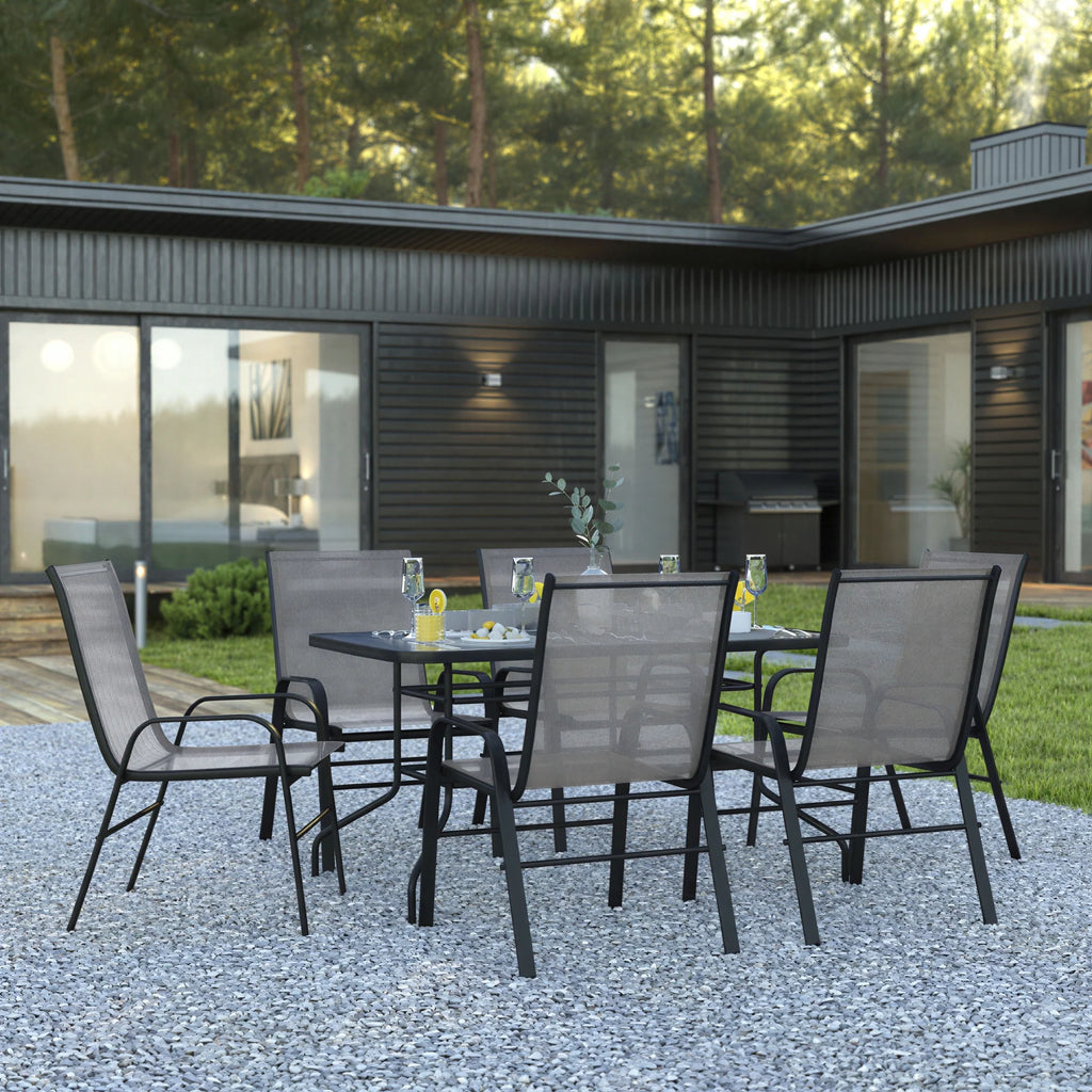 Patio Table & 6 Chairs — 55″, Gray