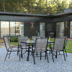 Patio Table & 6 Chairs — 55″, Gray