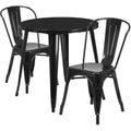 Round Dining Table & 2 Chairs — 30″, Black (CH-51090TH-2-18CAFE-BK)