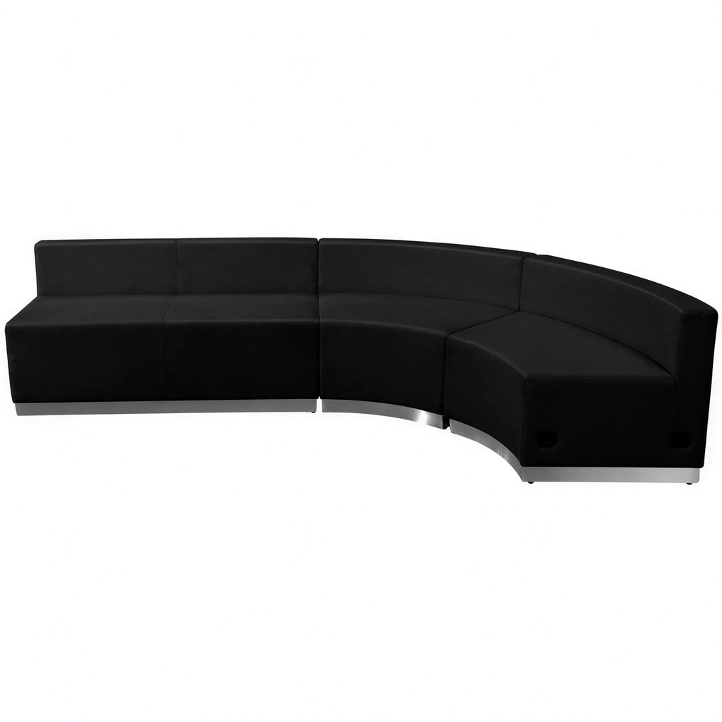 Alon Loveseat & 2 Curved Chairs — Black, 750