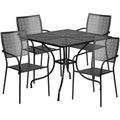 Square Patio Table & 4 Chairs — 35-1/2″, Black (CO-35SQ-02CHR4-BK)